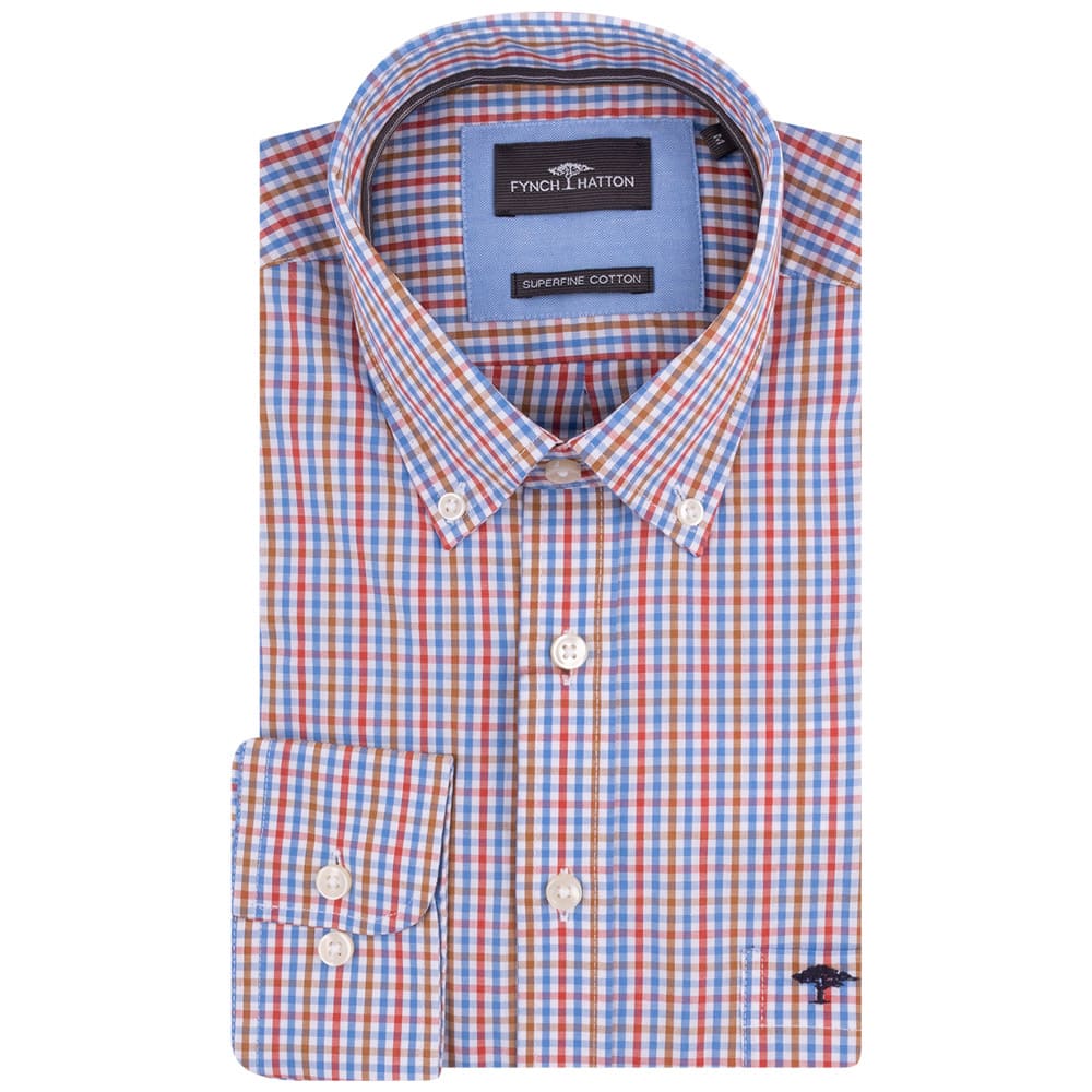 Fynch-Hatton Κόκκινο/Μπλε Καρό Πουκάμισο Button Down - 1413  5030