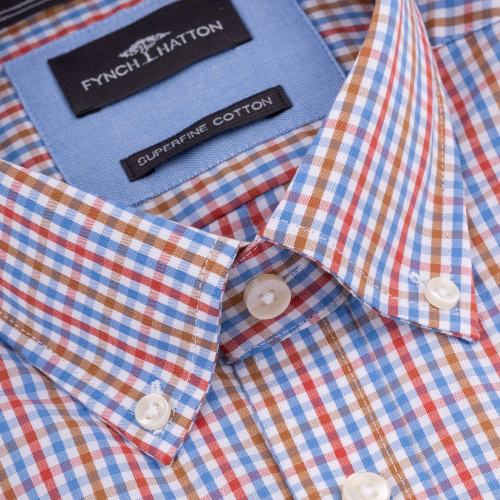 Fynch-Hatton Κόκκινο/Μπλε Καρό Πουκάμισο Button Down - 1413  5030