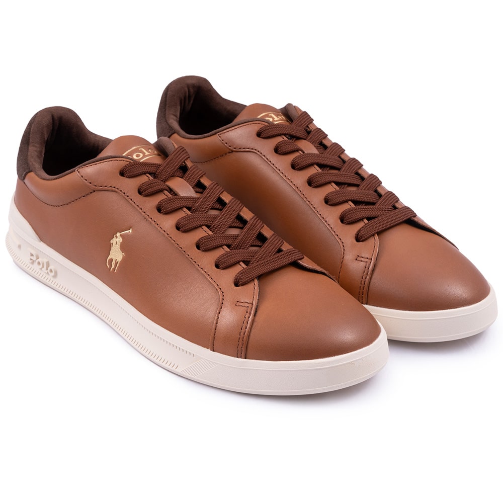 Polo Ralph Lauren Μπεζ Sneakers 100% Leather - 809892556001