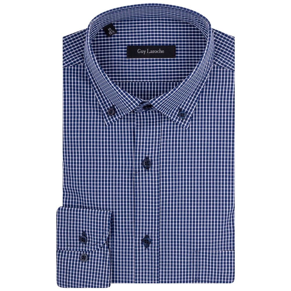 Guy Laroche Μπλε Καρό Πουκάμισο Button Down - GLDS18292/BD-1