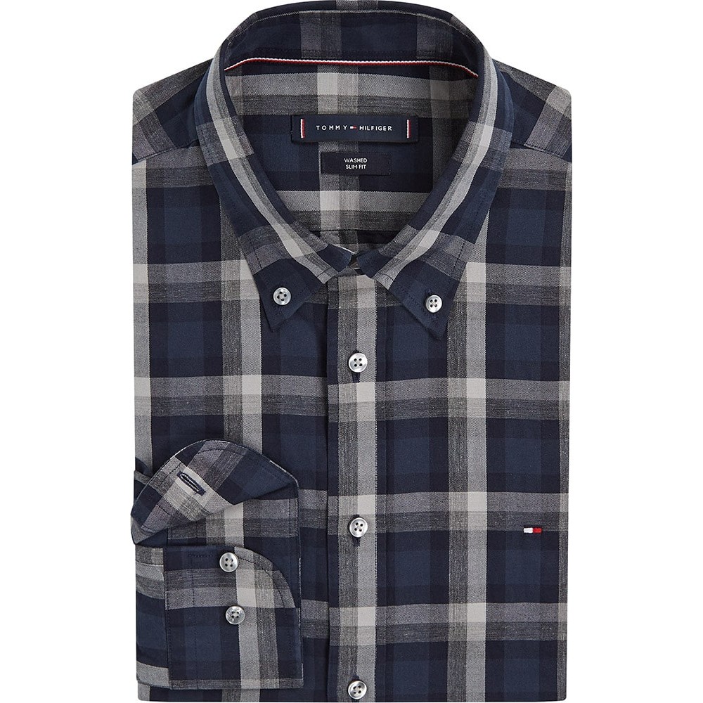 Tommy Hilfiger Μπλε Καρό Πουκάμισο Button Down - MW0MW32899